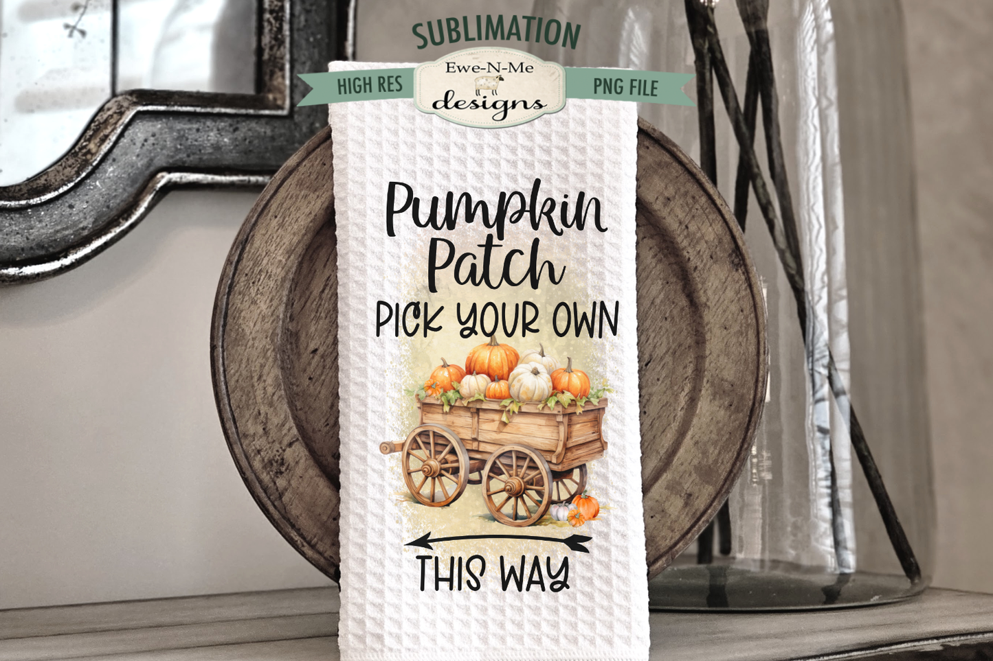 Harvest Pumpkin Wagon - Kitchen Towel Sublimation Designs