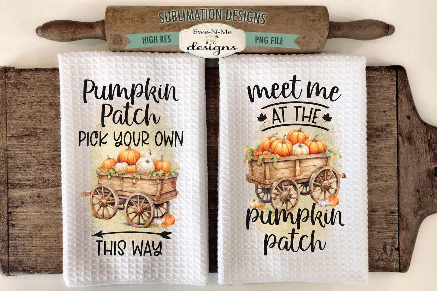 Harvest Pumpkin Wagon - Kitchen Towel Sublimation Designs