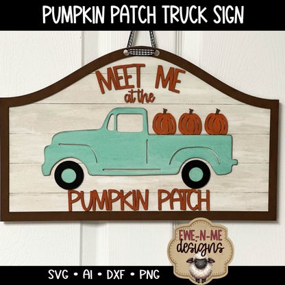 Old Truck Pumpkin Patch Door Hanger - Laser Cut SVG