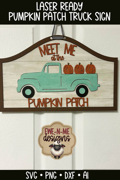 Old Truck Pumpkin Patch Door Hanger - Laser Cut SVG