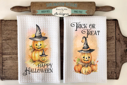 Halloween Pumpkins Witch Hats - Kitchen Towel Sublimation Designs
