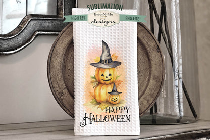 Halloween Pumpkins Witch Hats - Kitchen Towel Sublimation Designs