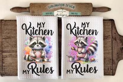 Cute Kitchen Raccoons - Kitchen Towel Sublimation Designs