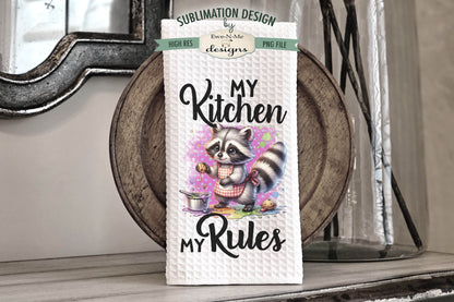 Cute Kitchen Raccoons - Kitchen Towel Sublimation Designs