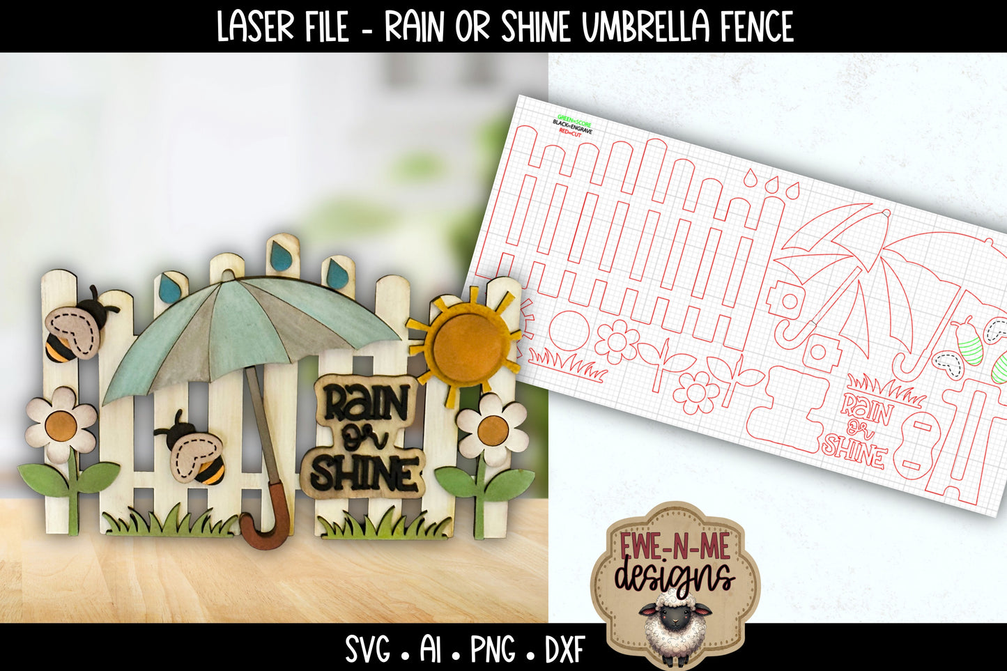 Rain or Shine Umbrella Fence | Laser Cut SVG File