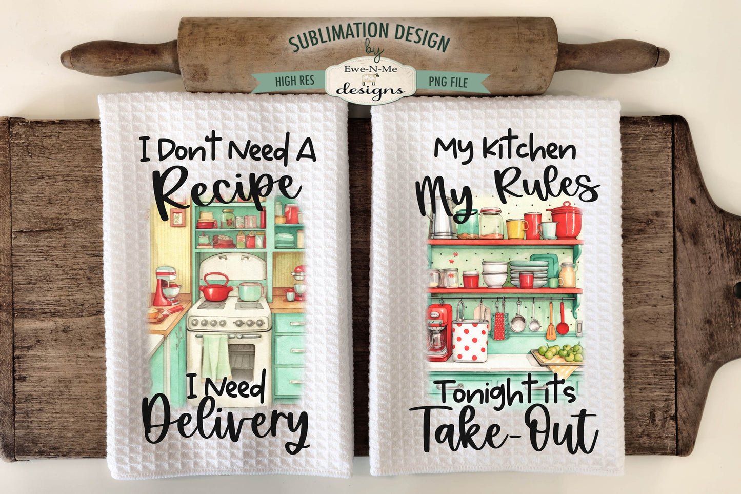 Funny Retro Kitchen  - Kitchen Towel Sublimation Designs