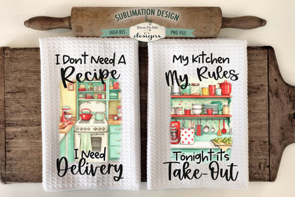 Funny Retro Kitchen  - Kitchen Towel Sublimation Designs
