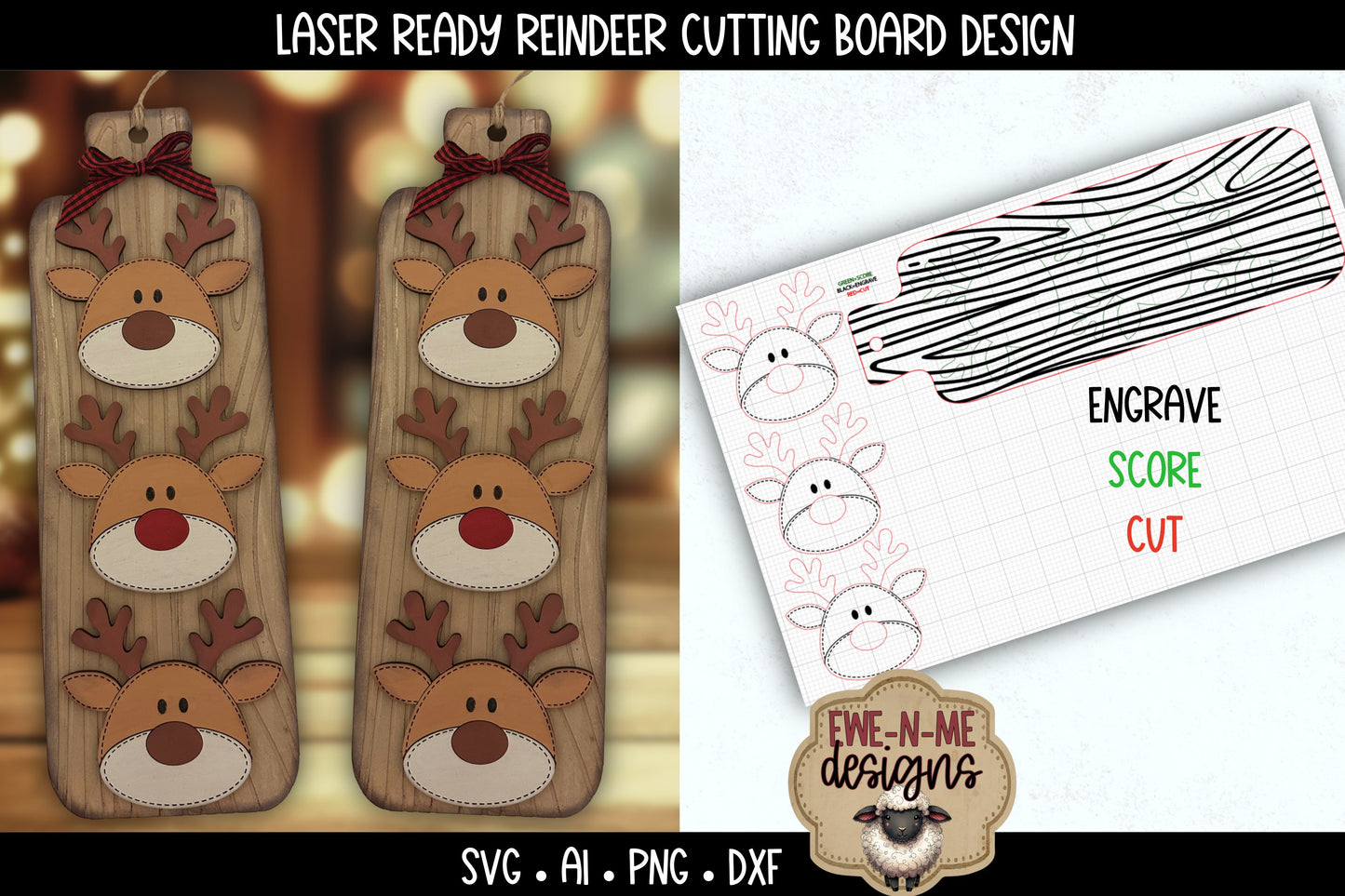 Reindeer Cookie Board | Laser Cut SVG File