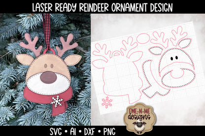 Reindeer Face Ornament - Laser Cut SVG