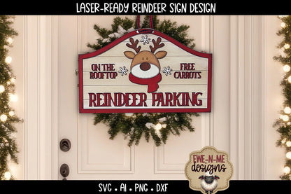 Reindeer Parking Christmas Sign - Laser Cut SVG