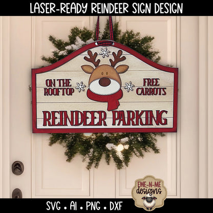 Reindeer Parking Christmas Sign - Laser Cut SVG