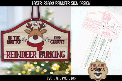 Reindeer Parking Christmas Sign - Laser Cut SVG