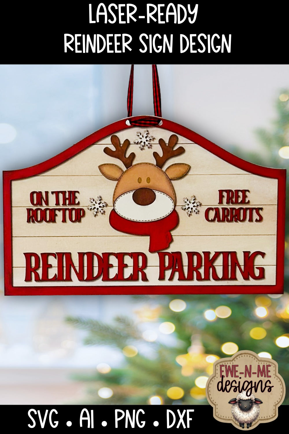 Reindeer Parking Christmas Sign - Laser Cut SVG