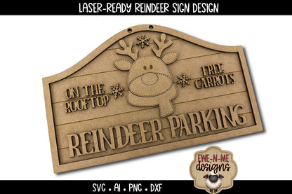 Reindeer Parking Christmas Sign - Laser Cut SVG