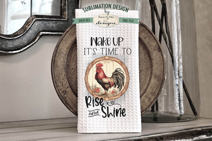 Rooster Rise Shine Eggs In Basket - Kitchen Towel Sublimation Designs