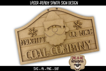 Naughty or Nice Coal Santa Sign - Laser Cut SVG