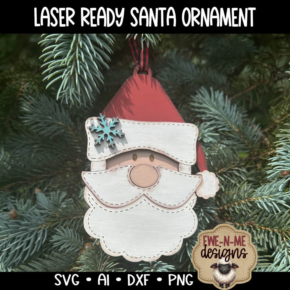 Santa Face Ornament - Laser Cut SVG
