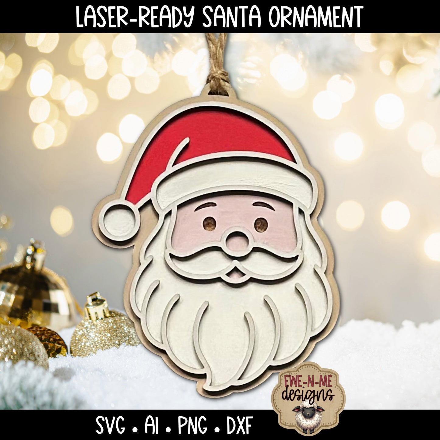 Santa Claus Ornament Laser Ready SVG | Laser Cut SVG