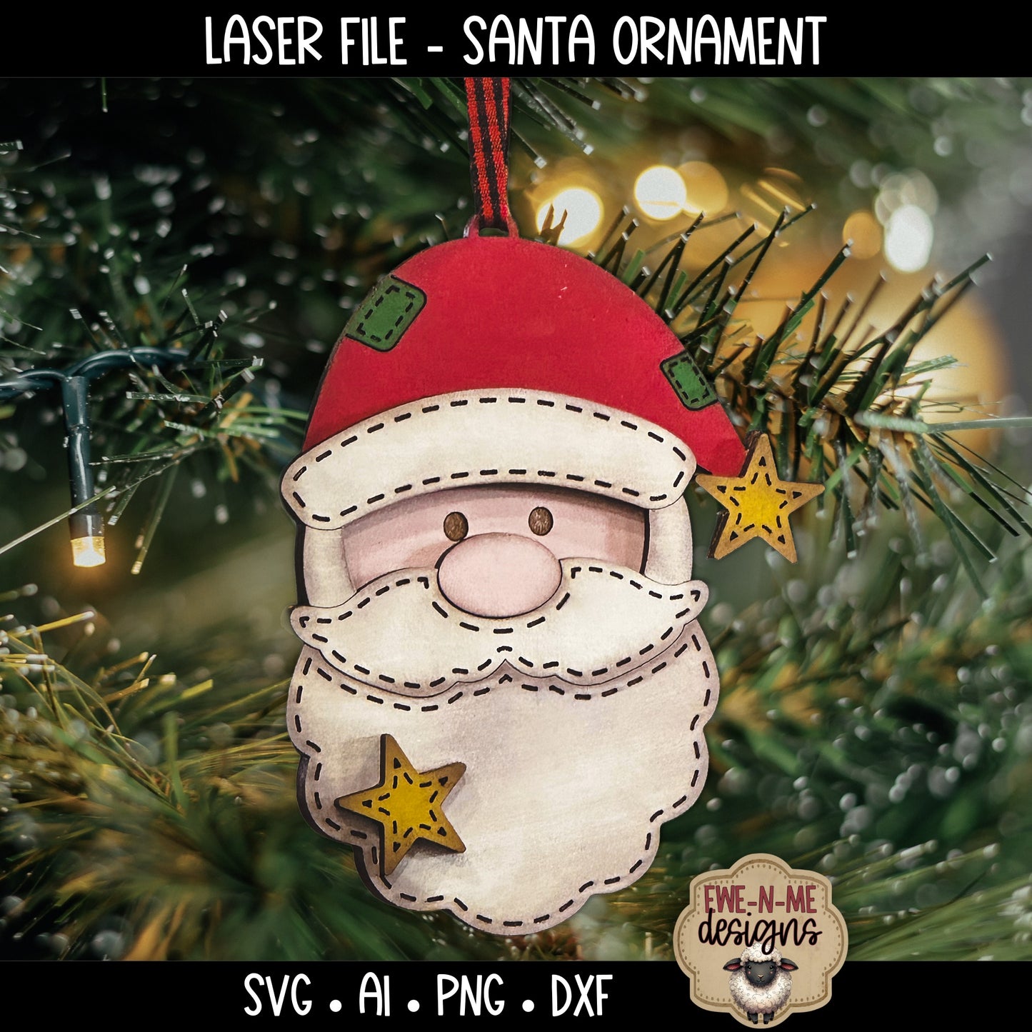 Santa Face Ornament | Laser Cut SVG File