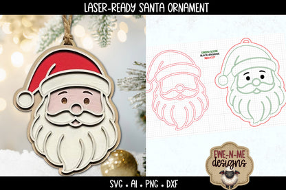 Santa Claus Ornament Laser Ready SVG | Laser Cut SVG