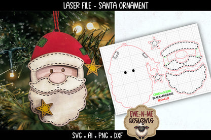 Santa Face Ornament | Laser Cut SVG File