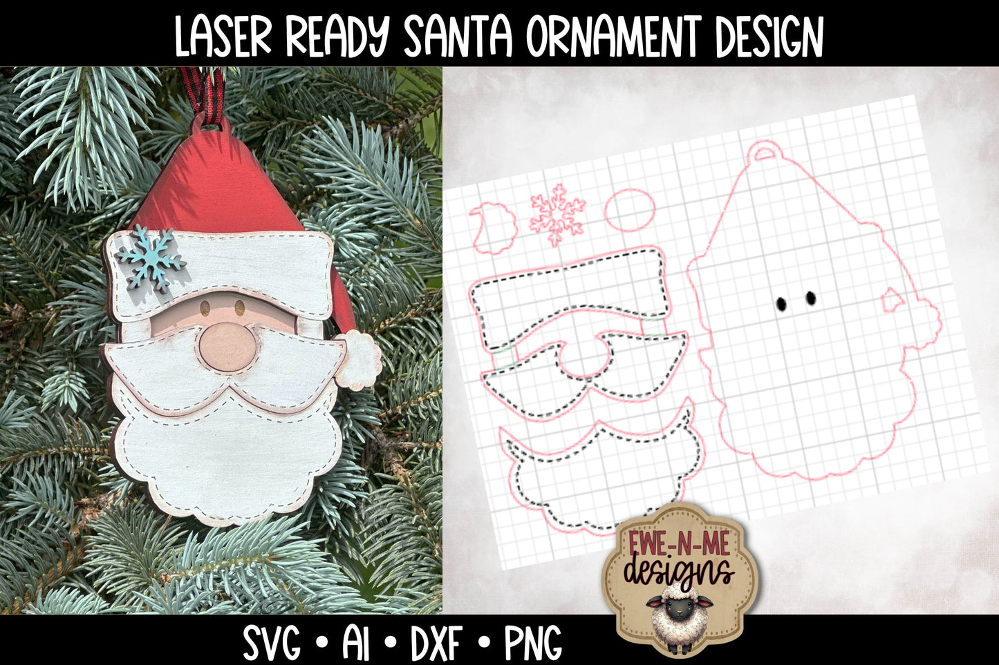 Santa Face Ornament - Laser Cut SVG