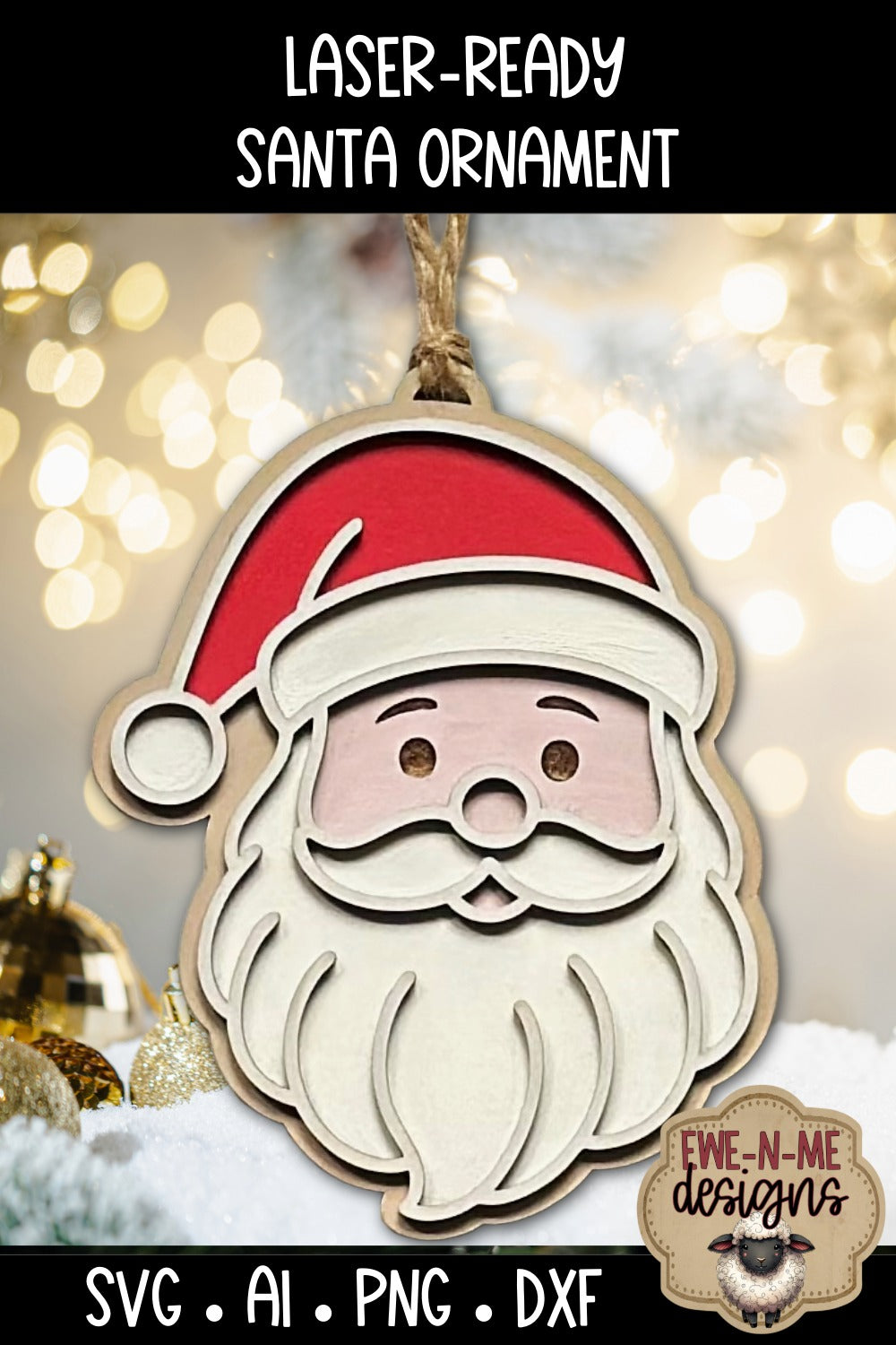 Santa Claus Ornament Laser Ready SVG | Laser Cut SVG