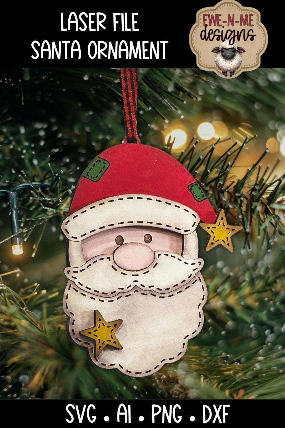Santa Face Ornament | Laser Cut SVG File