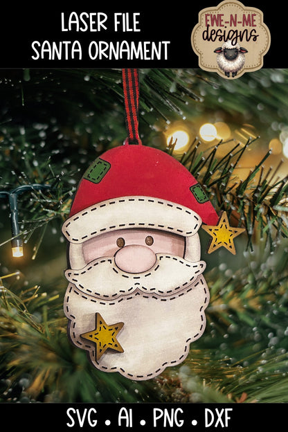 Santa Face Ornament | Laser Cut SVG File