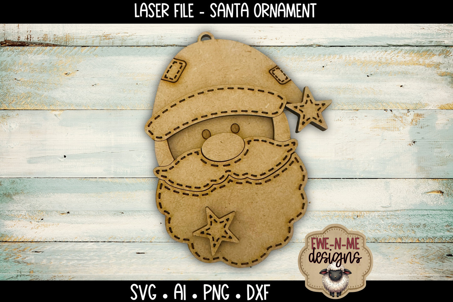 Santa Face Ornament | Laser Cut SVG File