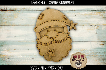 Santa Face Ornament | Laser Cut SVG File