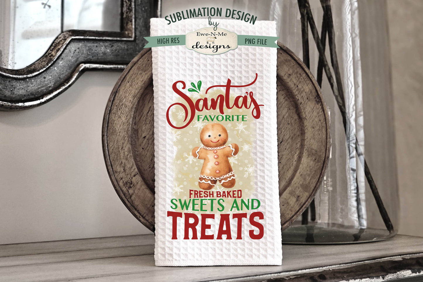 Gingerbread Cookies - Bundle of 5 - Kitchen Towel Sublimation Designs