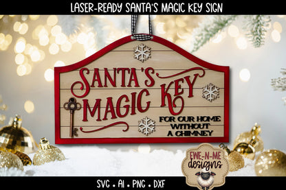 Santas Magic Key Sign Laser Ready SVG - Laser Cut SVG