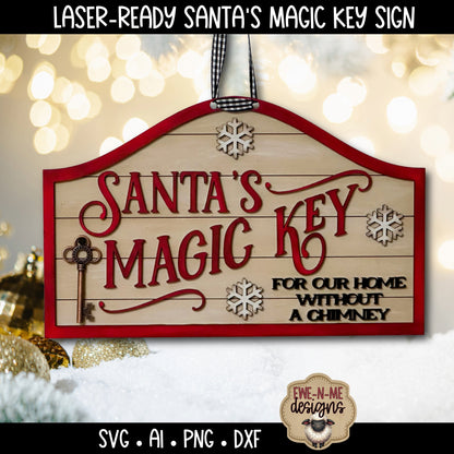 Santas Magic Key Sign Laser Ready SVG - Laser Cut SVG