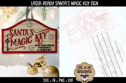 Santas Magic Key Sign Laser Ready SVG - Laser Cut SVG