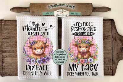 Highland Cow Designs - Bundle of 16 - Kitchen Towel Sublimation Designs