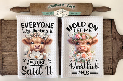 Sarcastic Highland Cow - Kitchen Towel Sublimation Designs