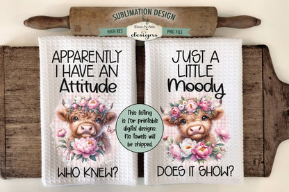 Highland Cow Designs - Bundle of 16 - Kitchen Towel Sublimation Designs