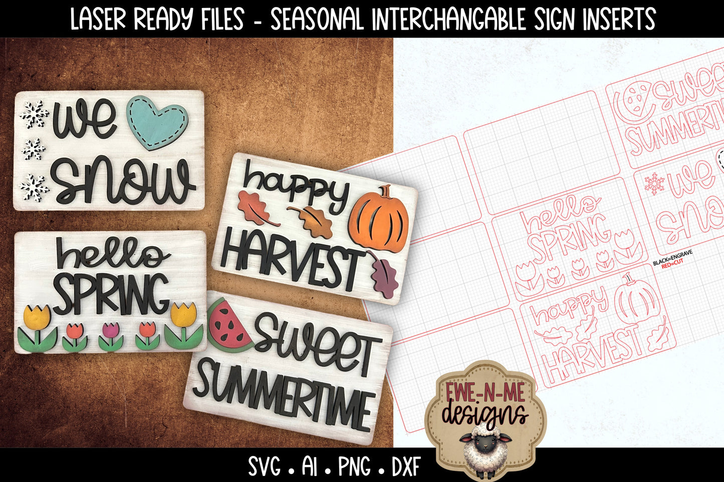 Seasonal Interchangeable Sign Inserts | Laser Cut SVG File