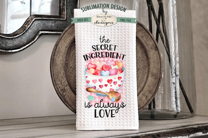 Valentine Hearts in Bowl - Kitchen Towel Sublimation Designs