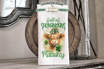 St Patricks Highland Cows Shenanigans and Malarkey - Kitchen Towel Sublimation Designs