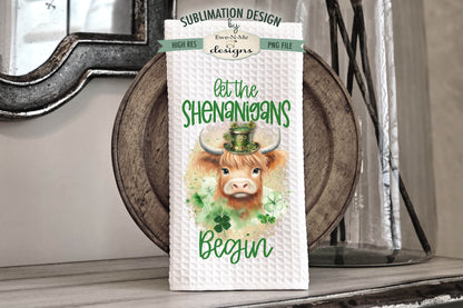 St Patricks Highland Cows Shenanigans and Malarkey - Kitchen Towel Sublimation Designs