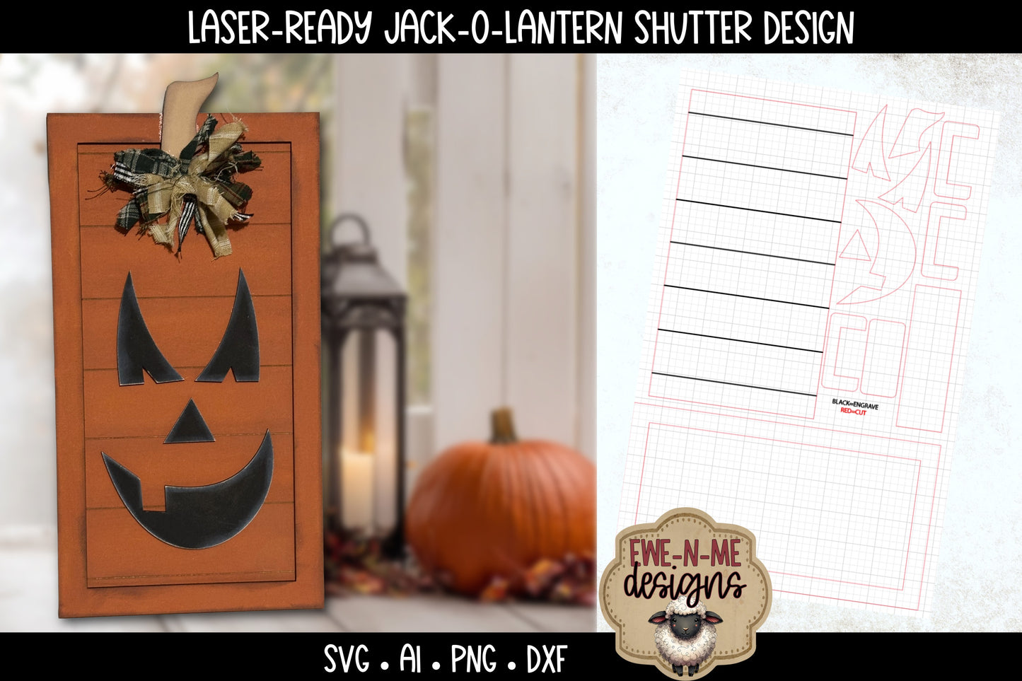 Halloween Jack O Lantern Shutter Design - Laser Cut SVG