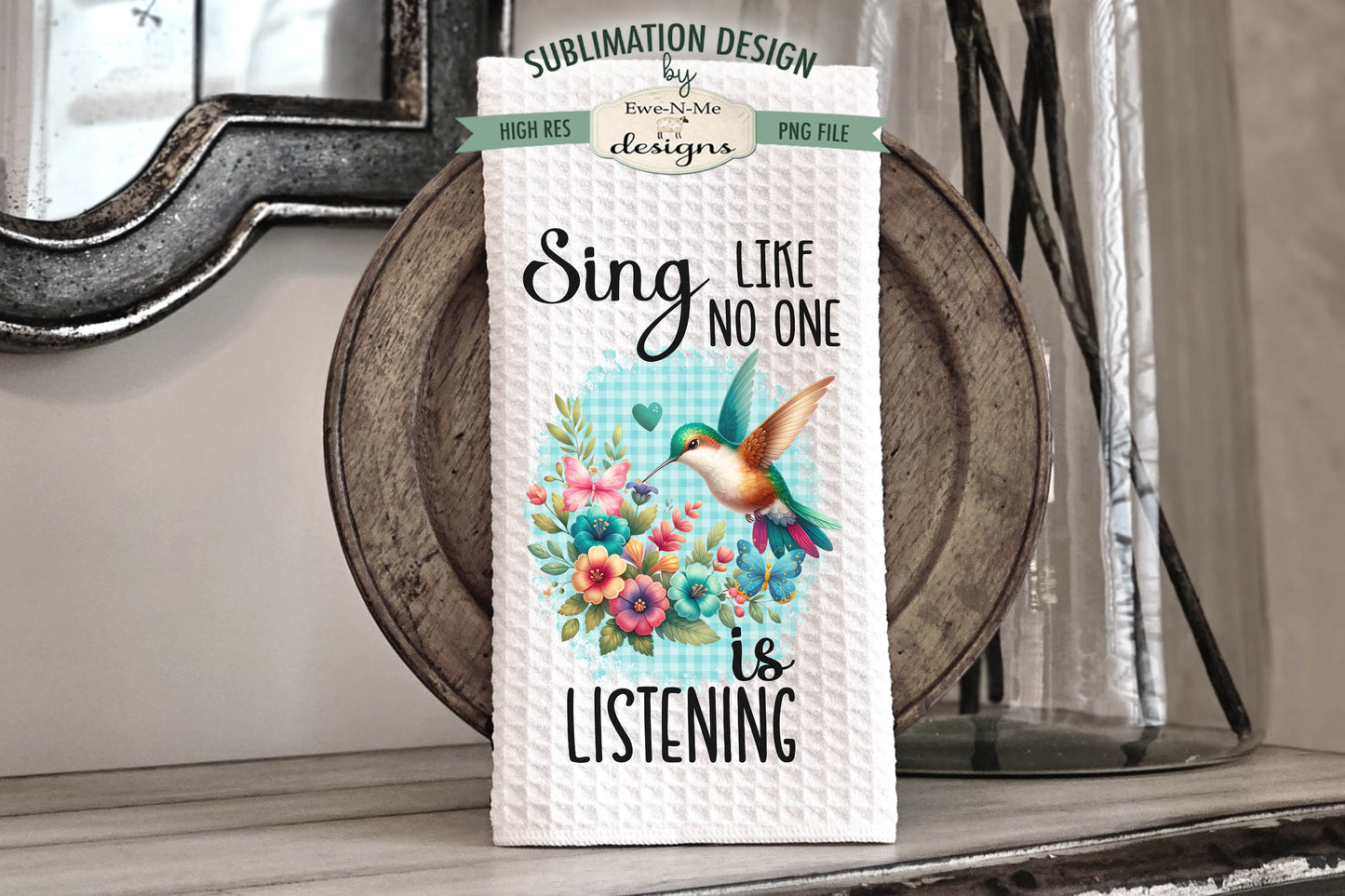 Hummingbird Sing - Kitchen Towel Sublimation Designs