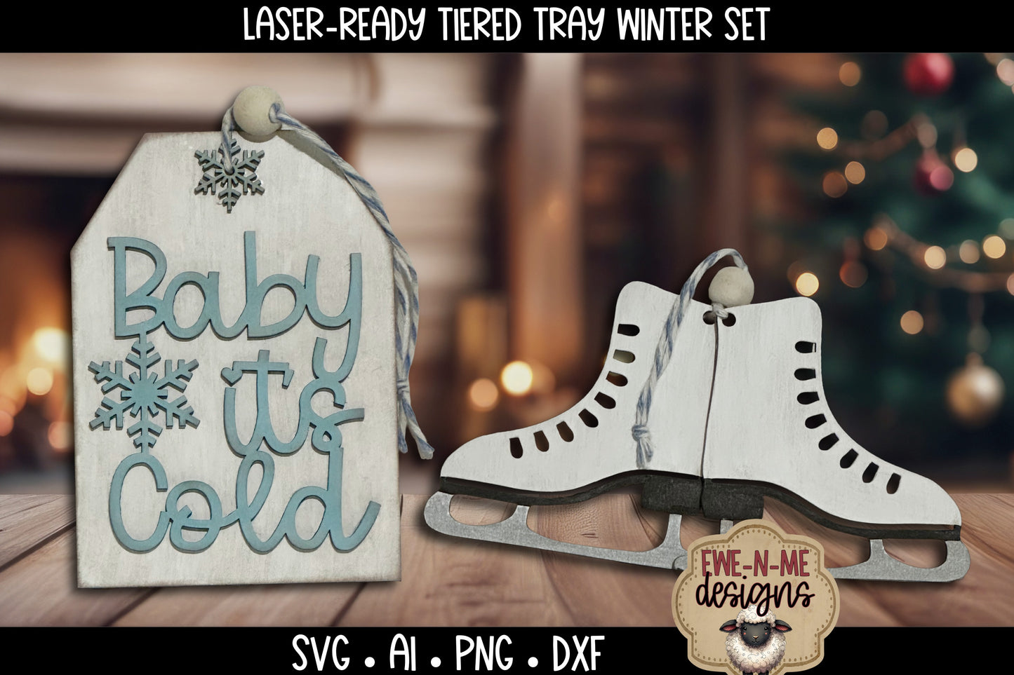 Winter Tiered Tray Six Designs SVG Set - Laser Cut SVG