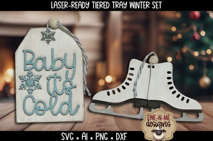 Winter Tiered Tray Six Designs SVG Set - Laser Cut SVG