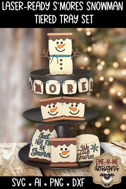 S'mores Snowman Tiered Tray Six Designs SVG Set - Laser Cut SVG
