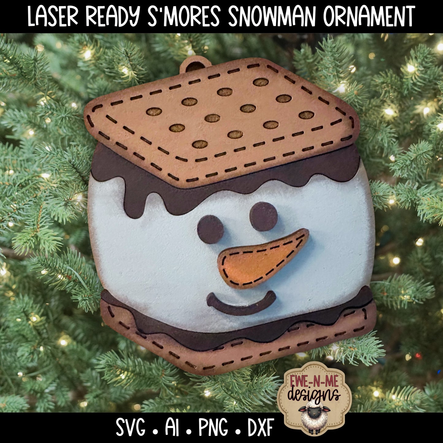 S'mores Snowman Ornament | Laser Cut SVG File