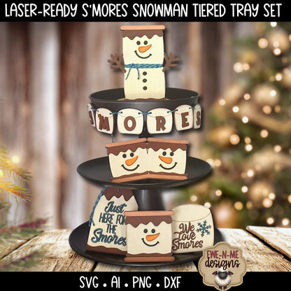 S'mores Snowman Tiered Tray Six Designs SVG Set - Laser Cut SVG