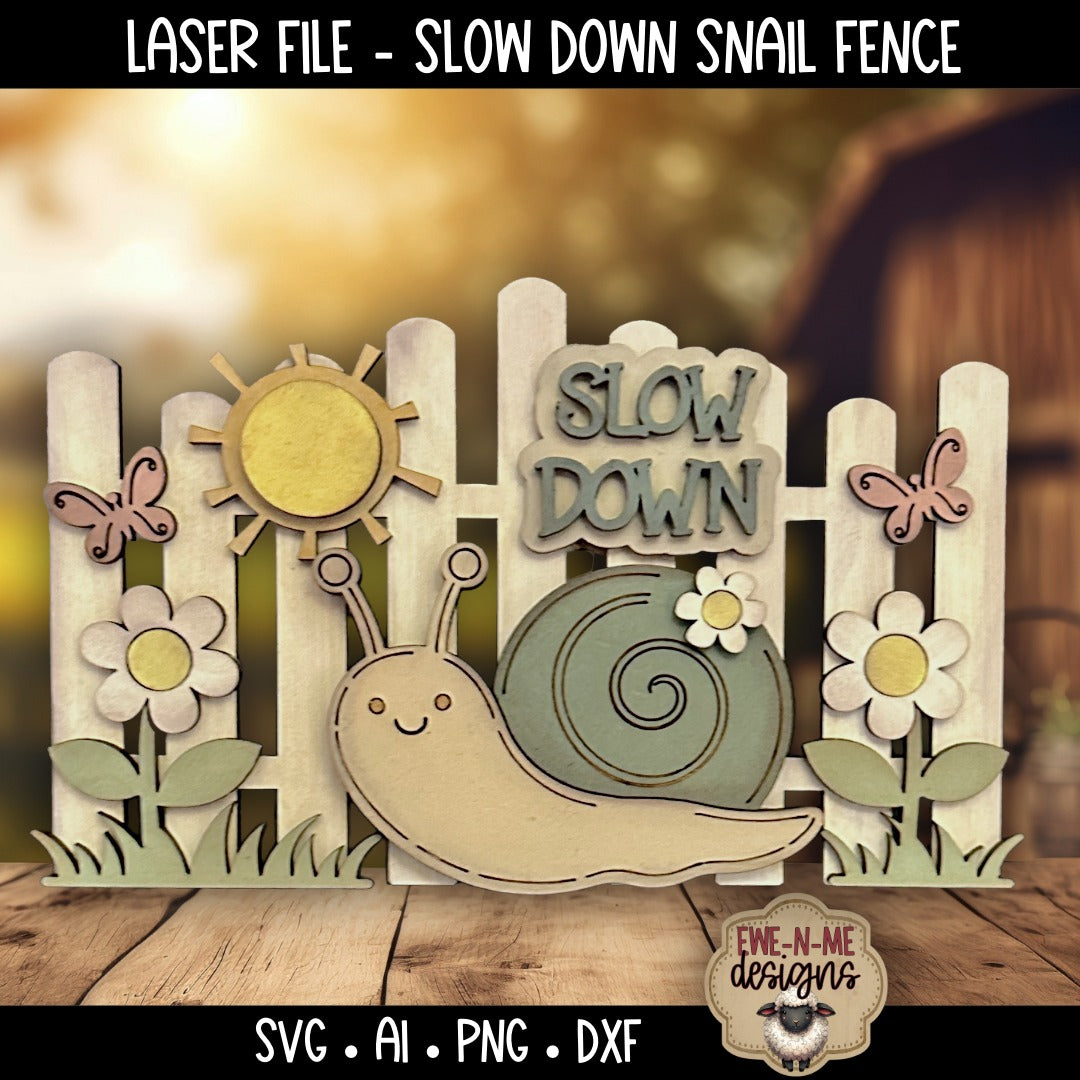Slow Down Snail Fence | Laser Cut SVG File